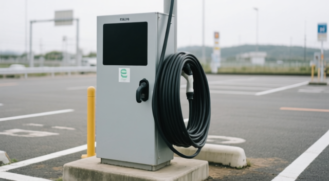 高速道路サービスエリアに設置されたDC急速充電器のイメージ