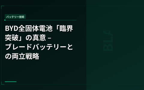 BYD全固体電池「臨界突破」の真意 – ブレードバッテリーとの両立戦略