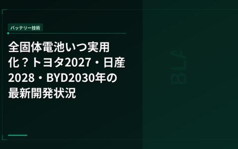 全固体電池いつ実用化？トヨタ2027・日産2028・BYD2030年の最新開発状況