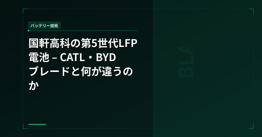 国軒高科の第5世代LFP電池 – CATL・BYDブレードと何が違うのか