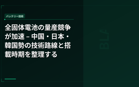 全固体電池の量産競争が加速 – 中国・日本・韓国勢の技術路線と搭載時期を整理する