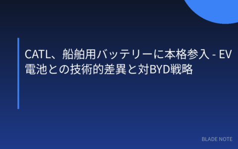 バッテリー技術: CATL、船舶用バッテリーに本格参入 – EV電池との技術的差異と対BYD戦略