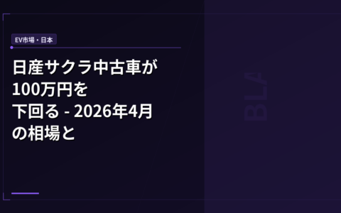 EV市場・日本: 日産サクラ中古100万円以下の衝撃──価格崩壊は買い時のサインか、警戒のサインか？