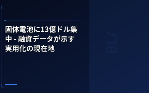 固体電池に13億ドル集中 – 融資データが示す実用化の現在地