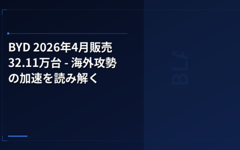 BYD 2026年4月販売32.11万台 – 海外攻勢の加速を読み解く