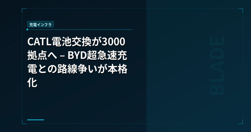CATL電池交換が3000拠点へ – BYD超急速充電との路線争いが本格化